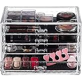 uBrilliance 4-Drawer Clear Acrylic Vanity Top Stackable Organizer – Perfect for Skincare, Makeup, Brushes, Perfume, Jewelry and Hair Accessories (Modern 5.9" D x 9.25" W x 7.9" H)