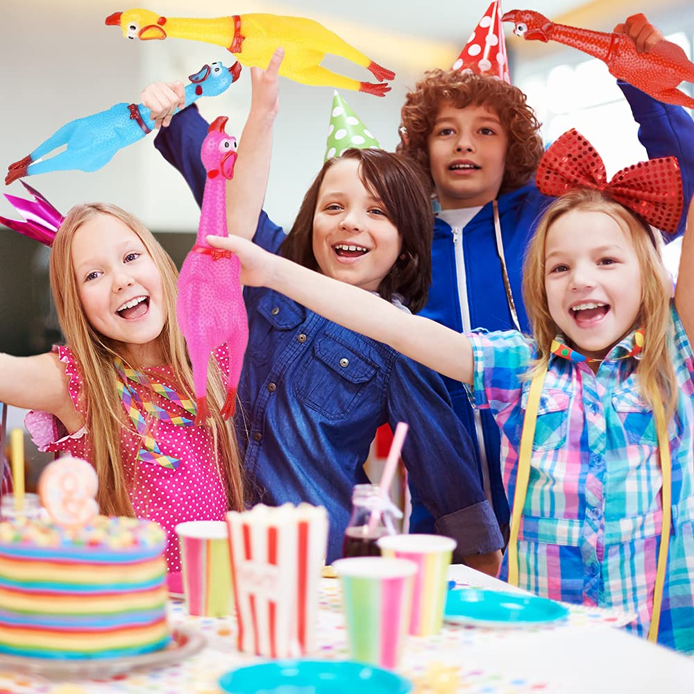 ArtCreativity Screaming Chicken Toys, Set of 4, Easter Party Favors, Hilarious Squeeze Toys in Assorted Colors, April Fools Pranks, Classic Gag Gifts for Kids and Adults, Noisemakers for Parties