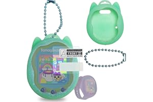 JCHPINE Silicone Case Replacement for Tamagotchi Uni, Screen Protector for Tamagotchi Uni Band Pet Accessories(Silicone Case and Screen Film) (Teal Case)