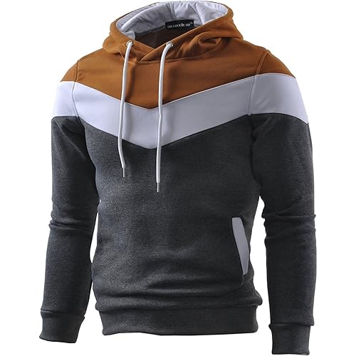 Mooncolour Mens Novelty Color Block Hoodies Cozy Sport Outwear