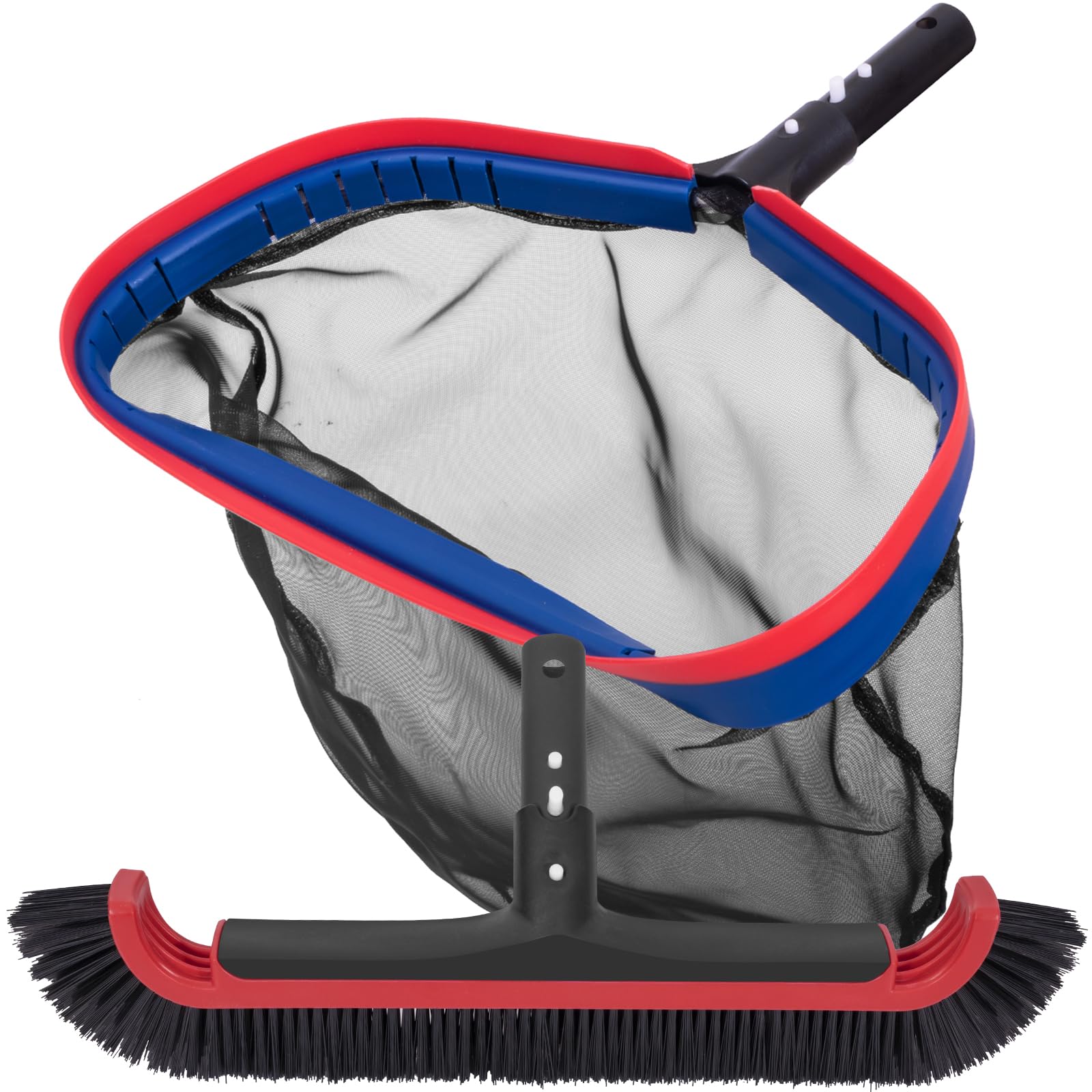 Photo 1 of POOLAZA Pool Net and Brush, Fine Mesh Pool Skimmer Net and Heavy Duty Pool Brush Head, Durable Pool Brush & Pool Leaf Net with Aluminum Frame & Handle, Deluxe Pool Cleaning Kit Fit Standard Pool Pole