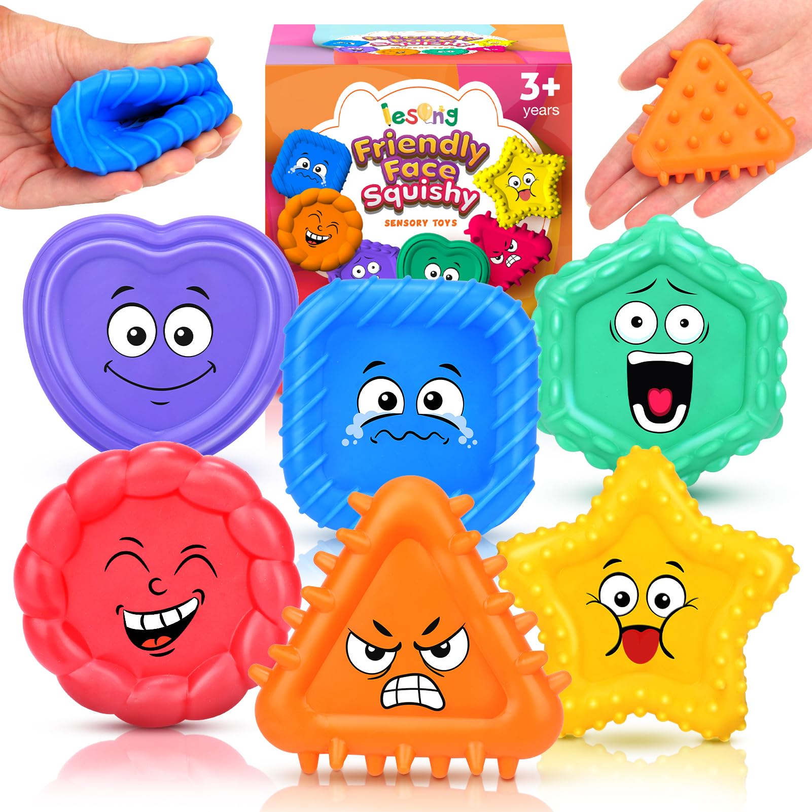 Photo 1 of LESONG Sensory Toys Kids Toddlers-Social Emotional Feelings Toys Special Needs, Texture Shapes Learning Toy Preschool Fidget Classroom Must Haves, Calm Down Tools Autistic Children, Stocking Stuffers