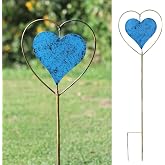 Metal Garden Decor for Outside, Cemetery Decorations for Grave, yard art | Rotating Heart-Shaped Garden Stake,Perfect for Planter Decorations,Also the best choice for gifts - blue