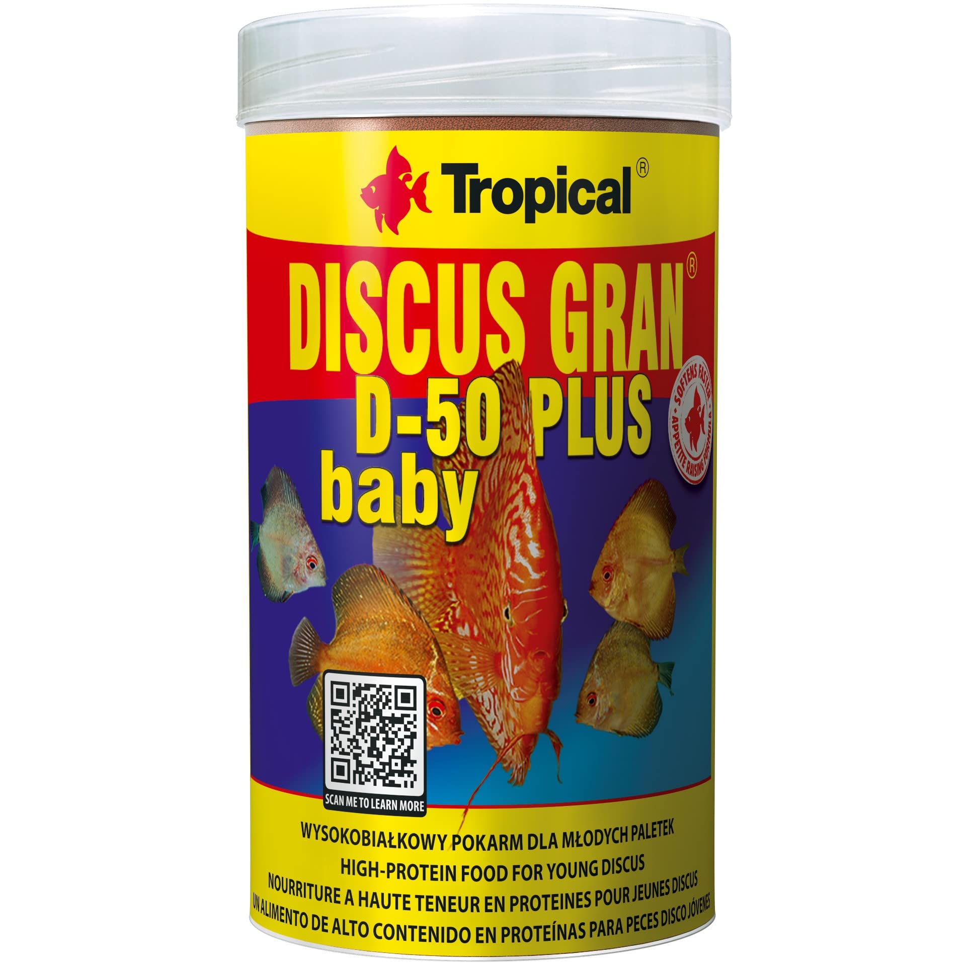 Tropical DISCUS GRAN D-50 PLUS BABY 250ml / 130g - high-protein granules for fast growth of young discus and high-nutritional fish