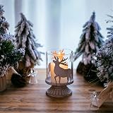 Sziqiqi Vintage Metal Pillar Candle Holders Set of 2 Deer Distressed Hurricane view 2