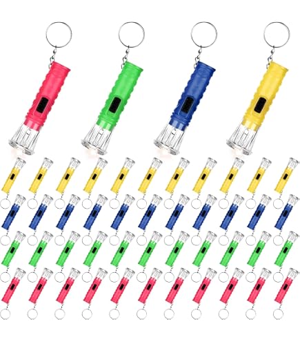 Haiabei 100-Pack Mini LED Flashlight Keychains – Bulk Assorted Colors, Portable Key Ring Lights, Rocket Design, Great For Party Favors & Camping