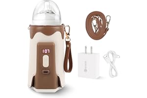 COOZMENT Portable Bottle Warmer,Travel Bottle Warmer with Fast Charging &Cordless,Lightweight＆Portable Baby Bottle Warmer,Milk Warmer with Temperature Control,Suitable for Traveling/Camping/Home