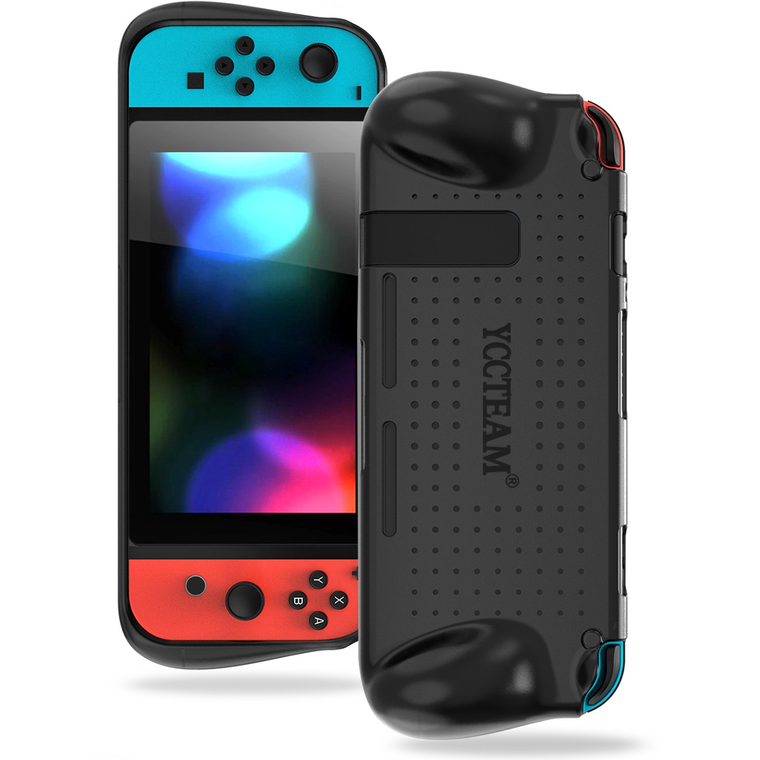 YCCSKY Soft Grip Case for Nintendo Switch, Durable Protective Back Cover with Shock-Absorption and Airflow Design for Nintendo Switch 2017 (Black)