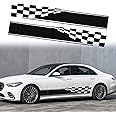 RUIANTE Sports Racing Stripe Stickers Car Body Door Side Strip Lattice Graphic Vinyl Decals Decoration for All Cars SUV Off-Road Vehicles Universal Stickers Accessories (2pc Black)