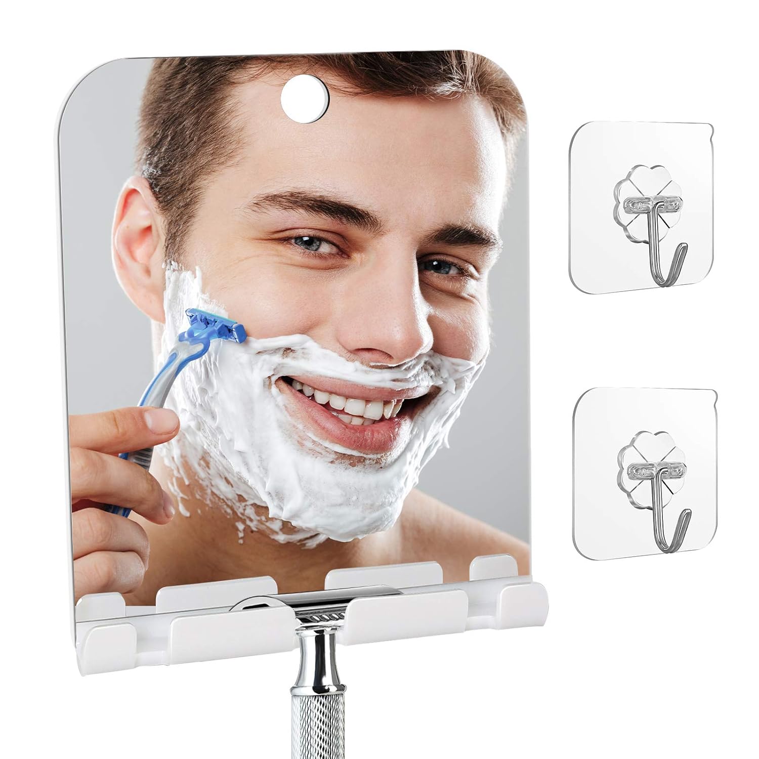 Fogless Shower Mirror, Anti Fog With Shaver holder square Bathroom Shaving Mirror, Fog-Free Wall Hanging Mirror for Bathroom Home Traveling : Beauty