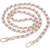 PATIKIL Leather Purse Handle Strap, 43 Inch Purse Chain Strap Replacement DIY Flat Chain Strap with Metal Buckle for Handbag Crossbody Shoulder Bag, Pink