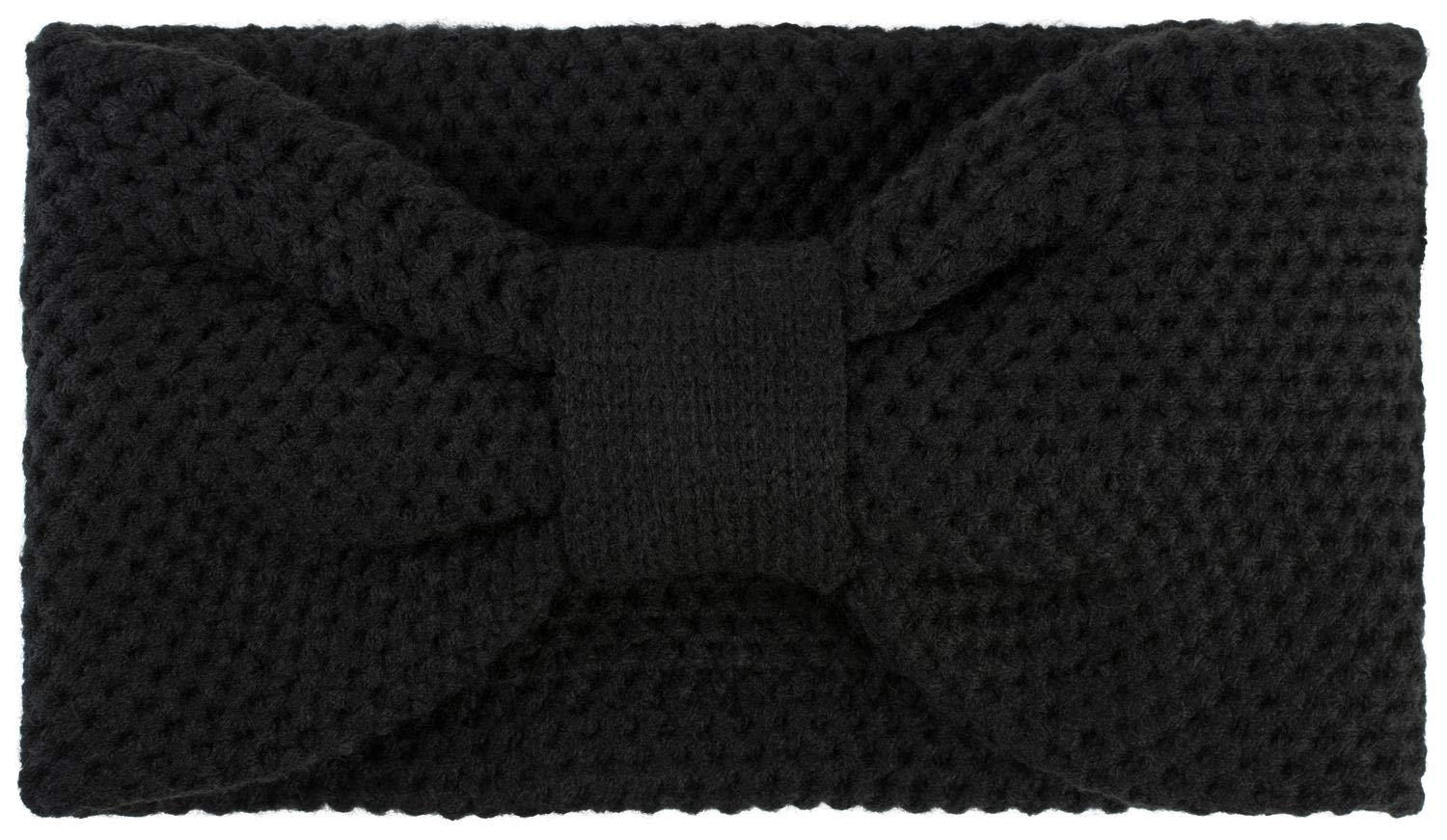 styleBREAKER women knit headband with knot and seed stitch knit pattern, knot design, hairband, headband 04026042, color:Black