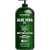 New York Biology Aloe Vera Gel for Face, Skin and Hair - Infused with Tea Tree Oil - From Fresh Aloe Vera Plant - Moisturizin