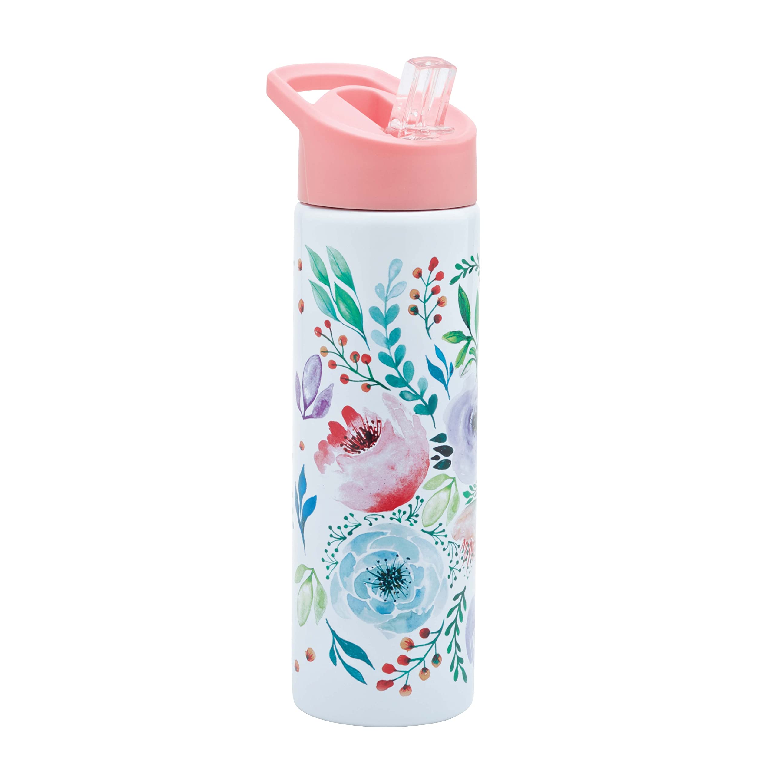 Smash Stainless Steel Drink Bottle with Sipper Lid with Straw - Full Bloom 750ml, Pink — image 1