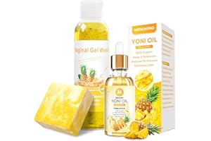 MENOMINO Feminine Wash & Yoni Oil & Yoni Soap Bar Set for Women, 1 Fl.Oz Natural Feminine Oil, Feminine Deodorant Remove Odor Ph Balance Moisturizing, 5.07 Fl.Oz Vaginal Wash 3.53OZ Yoni Bar, Pineapple Scent
