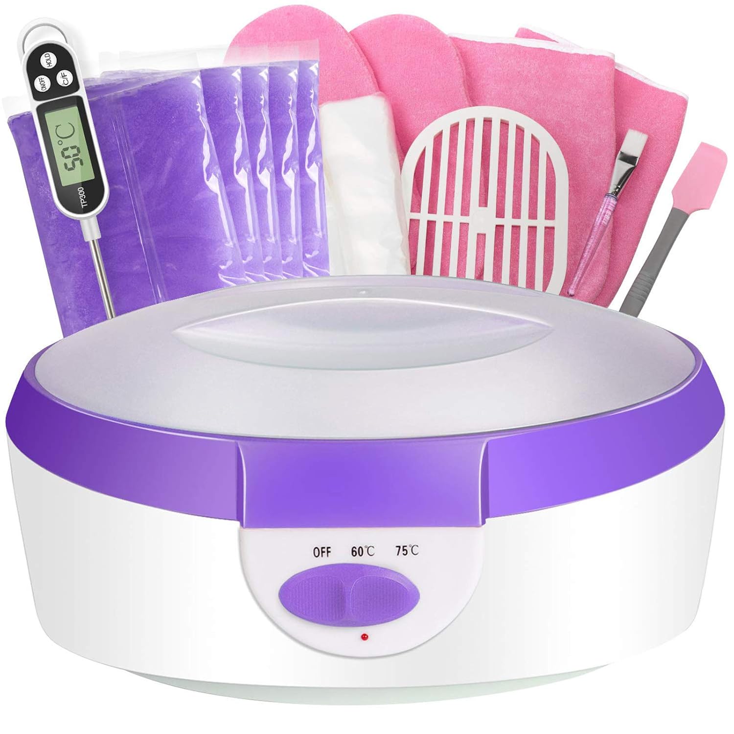 Paraffin Wax Machine for Hand and Feet - Ejiubas Paraffin Bath Quick Heating 2500ml Paraffin Wax Warmer with Paraffin Wax Refills Thermal Mitts Gloves Moisturizing Kit Hand Wax Spa Purple : Beauty