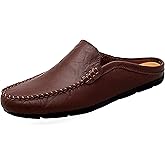 Go Tour Mens Mules Clog Slippers Breathable Punching Leather Slip on Shoes Casual Loafers