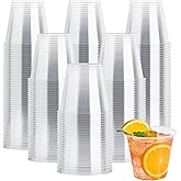 JOLLY CHEF 300 Pack Clear Plastic Cups, 9 oz Crystal Clear PET Party Cups, Classic Clear Disposable Wine Cups for Wedding, Thanksgiving, Birthday, Halloween, Christmas Party