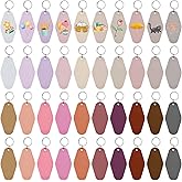 LOTMER 20/30/40/80 PCS Hotel Keychain Blank with Key Rings, 60 Colors Motel Key Chains for DIY Keychains
