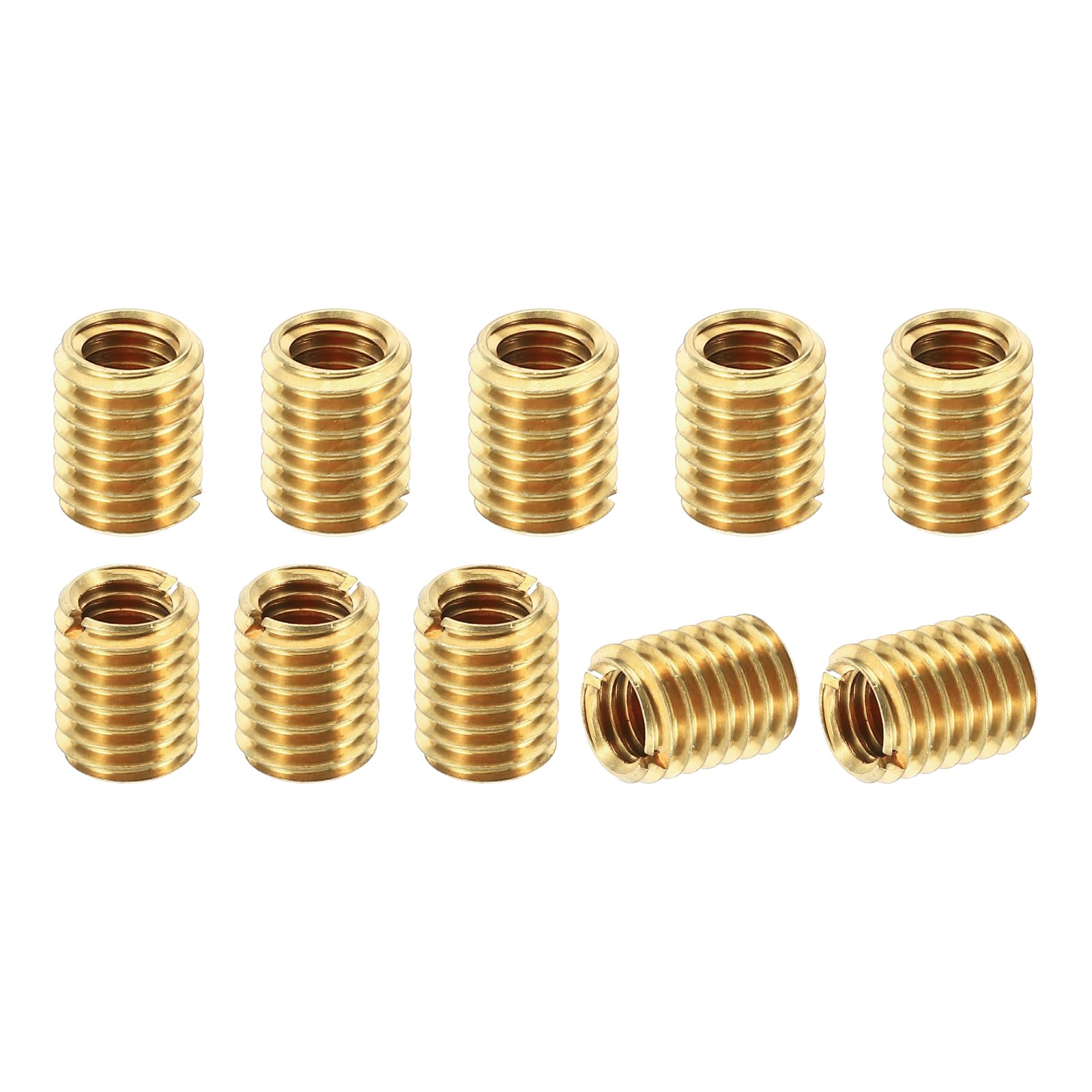PATIKIL Brass Threaded Repair Insert Nut, 10 Pcs M8x1.25 Male to M6x1 Female Thread Sleeve Inserts Reducing Nut Adapter Reducer Screw Sleeves 10mm