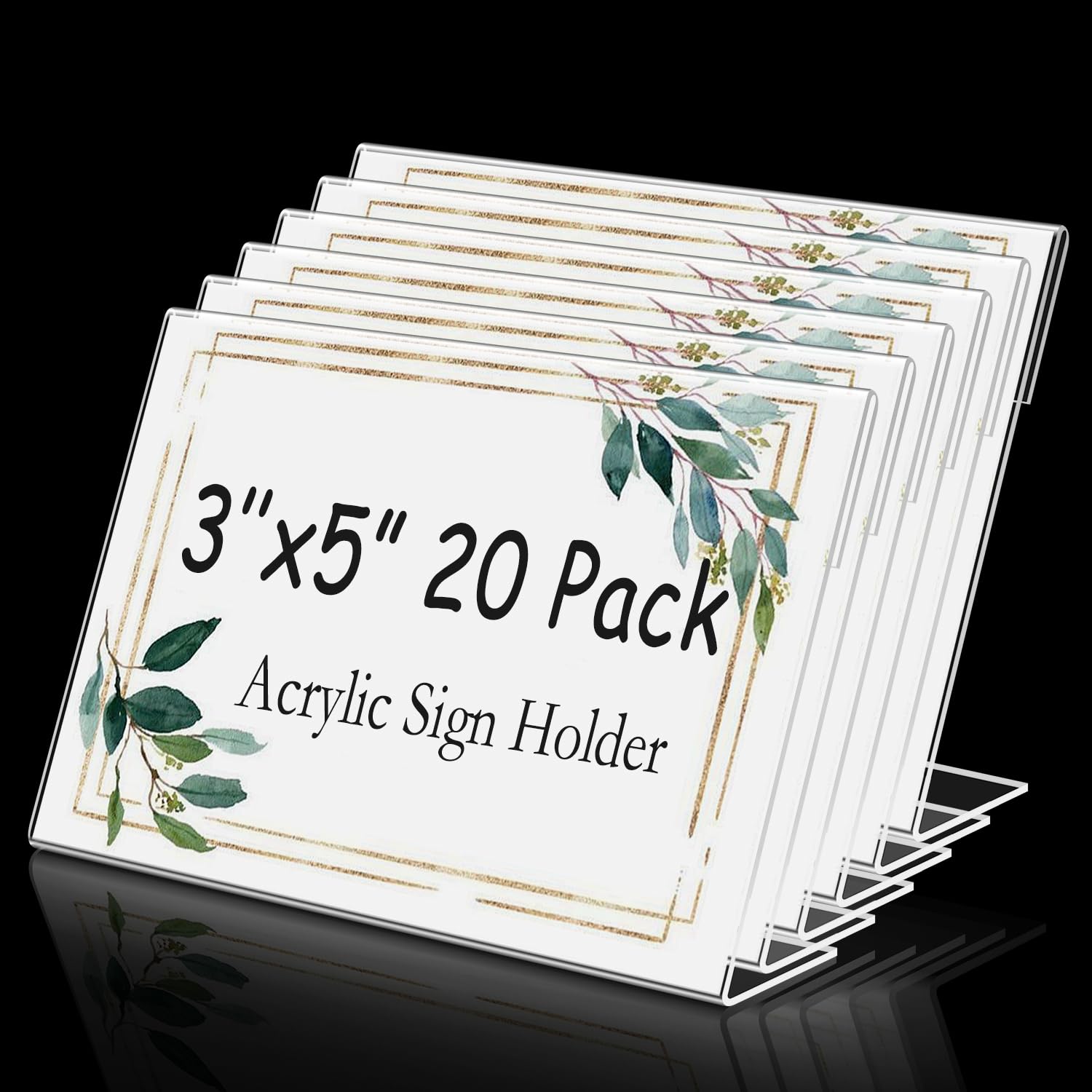 SIYOMG Mini Acrylic Sign Display Holder Price Name Card Tag Label Stands, Acrylic Price Display Sign Holders 3x5 Inch, Clear Price Tag Label L-Shape Display Stand for Office, Store, Supermarket