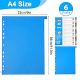 FUYOAL A4 File Dividers 6 Pack 20 Part A-Z Multi Hole PP Binder Dividers view 2