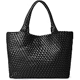 JOTOFIT Woven Shoulder Bag for Women, Fashion Top Handle Soft Vegan Leather Shopper