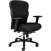 HON Wave Big and Tall Ergonomic Office Chair, Heavy Duty Desk Chair, Black | Big and tall ergonomic office desk chair for desk work, lumbar support, adjustable arms, mesh comfort, 450 lb capacity