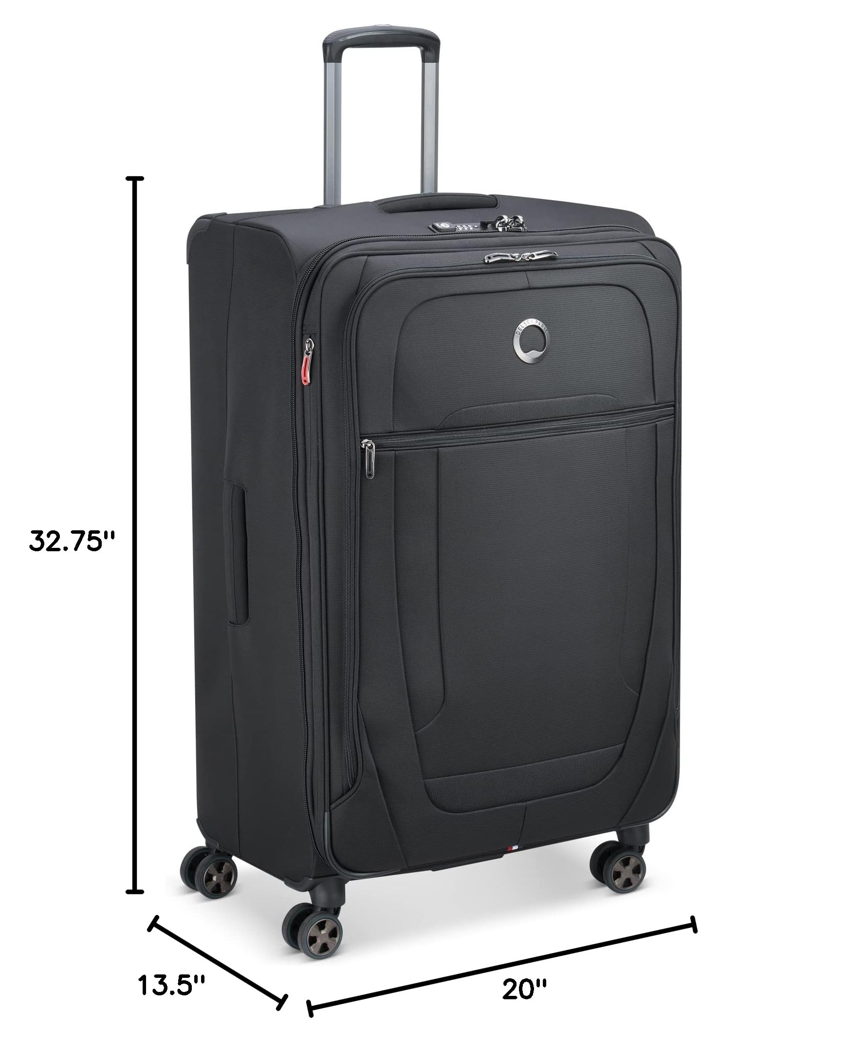 DELSEY PARIS Helium DLX Softside Expandable Luggage with Spinner Wheels, Black, Checked-Large 29 Inch