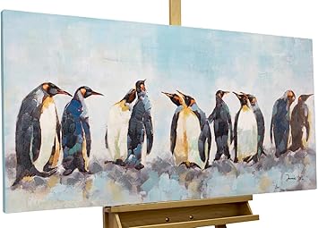 Kunstloft Acryl Gemalde Kreis Der Pinguine 120x60cm Original Handgemalte Leinwand Bilder Xxl Pinguine Vogel Bunt Deko Wandbild Acrylbild Moderne Kunst Einteilig Mit Rahmen Amazon De Kuche Haushalt