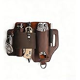 Leather Multitool Pouch and Sheath for Boy Friend Gift, Heavy-Duty Belt Holster for EDC Gear, EDC Belt Organizer for Work and Daily Use, Leather Organizer Fits Flashlight, Pen, Keys, Dark Brown