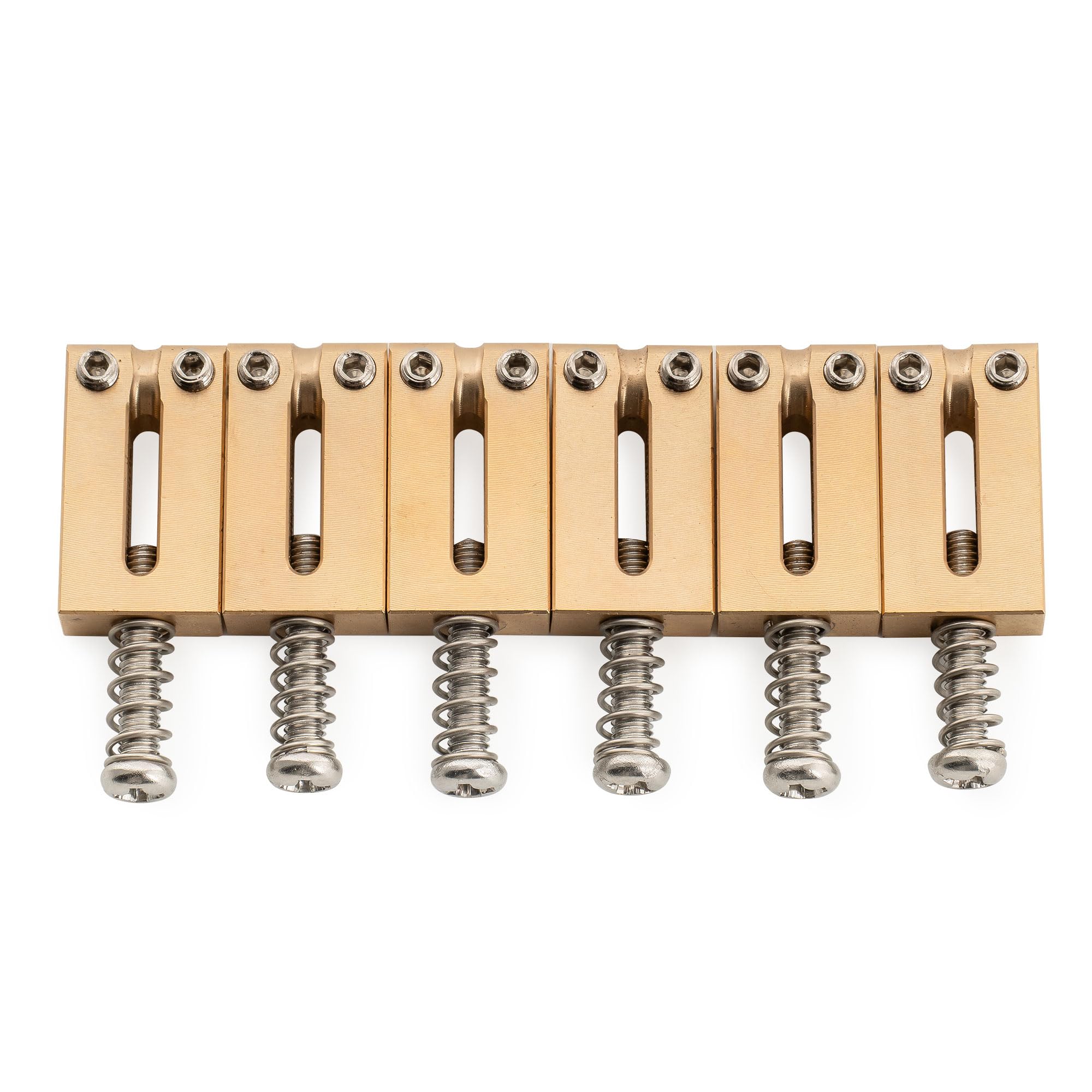 Musiclily Ultra 11.2mm Modern Style Brass Saddles for Vintage Strat Style Electric Guitar, Original Color (Set of 6)