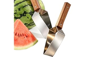 Triangle Watermelon Cutter, Stainless Steel Melon Slicer with Wooden Handle, Multi-Functional Fruit Cutter for Watermelon, Ho
