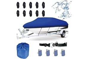 CHEYIBAO Universal Boat Cover Fits 14'-16'Long Beam Width up to 68" V-Hull Fishing, bass, tri-Hull Trailerable 420D UV Resistant Waterproof Oxford Fabric, Black