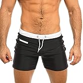 Taddlee Men's Swimwear Swim Shorts Trunks Square Cut Black Blue Swimsuits Boxers