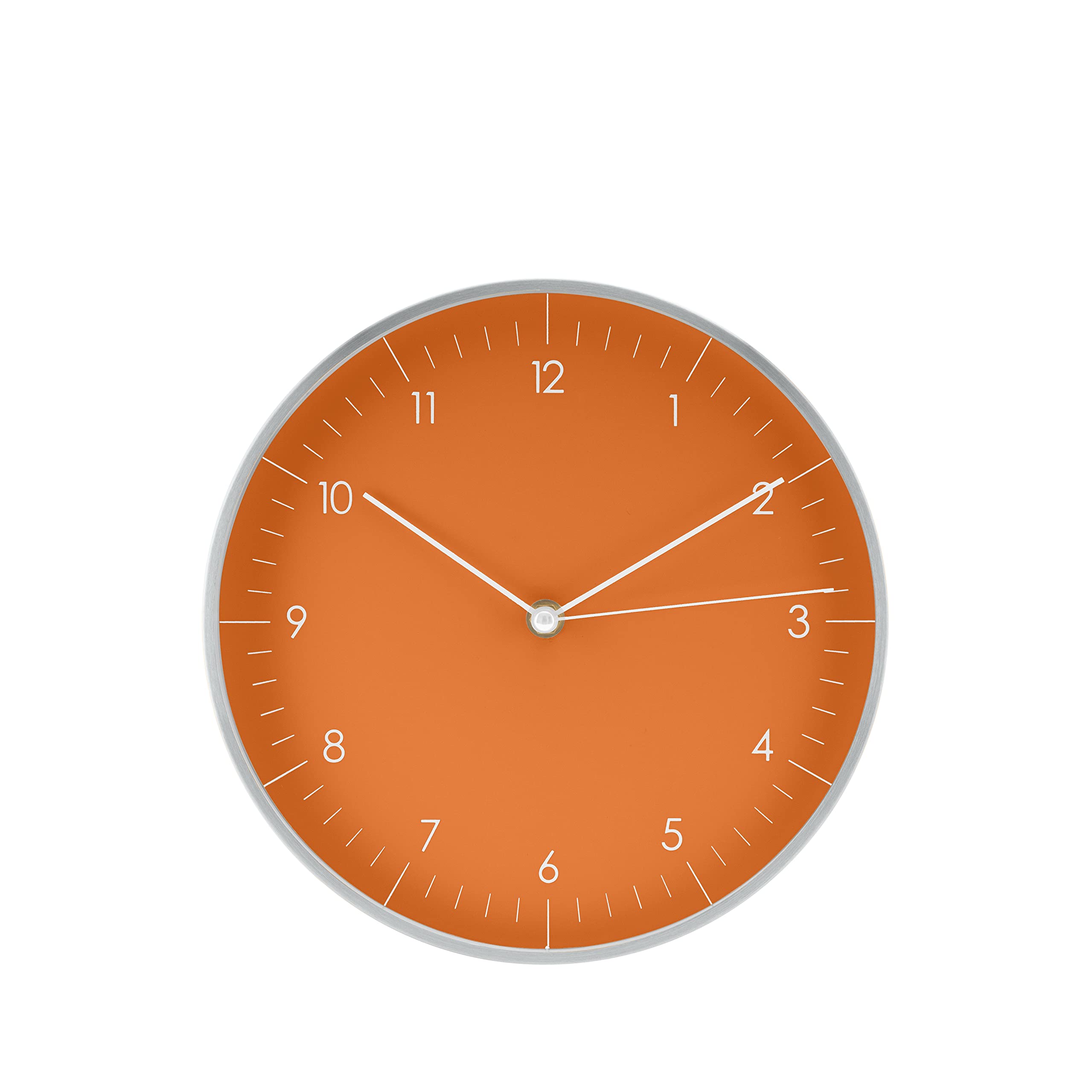 LUUK LIFESTYLE Decorative Wall Clock Silent Movement (10 inch), Modern and Minimalist design, Housewarming gift, Decoration for Kitchen, Living room, Bedroom, School, Office, in Orange and Silver — image 1