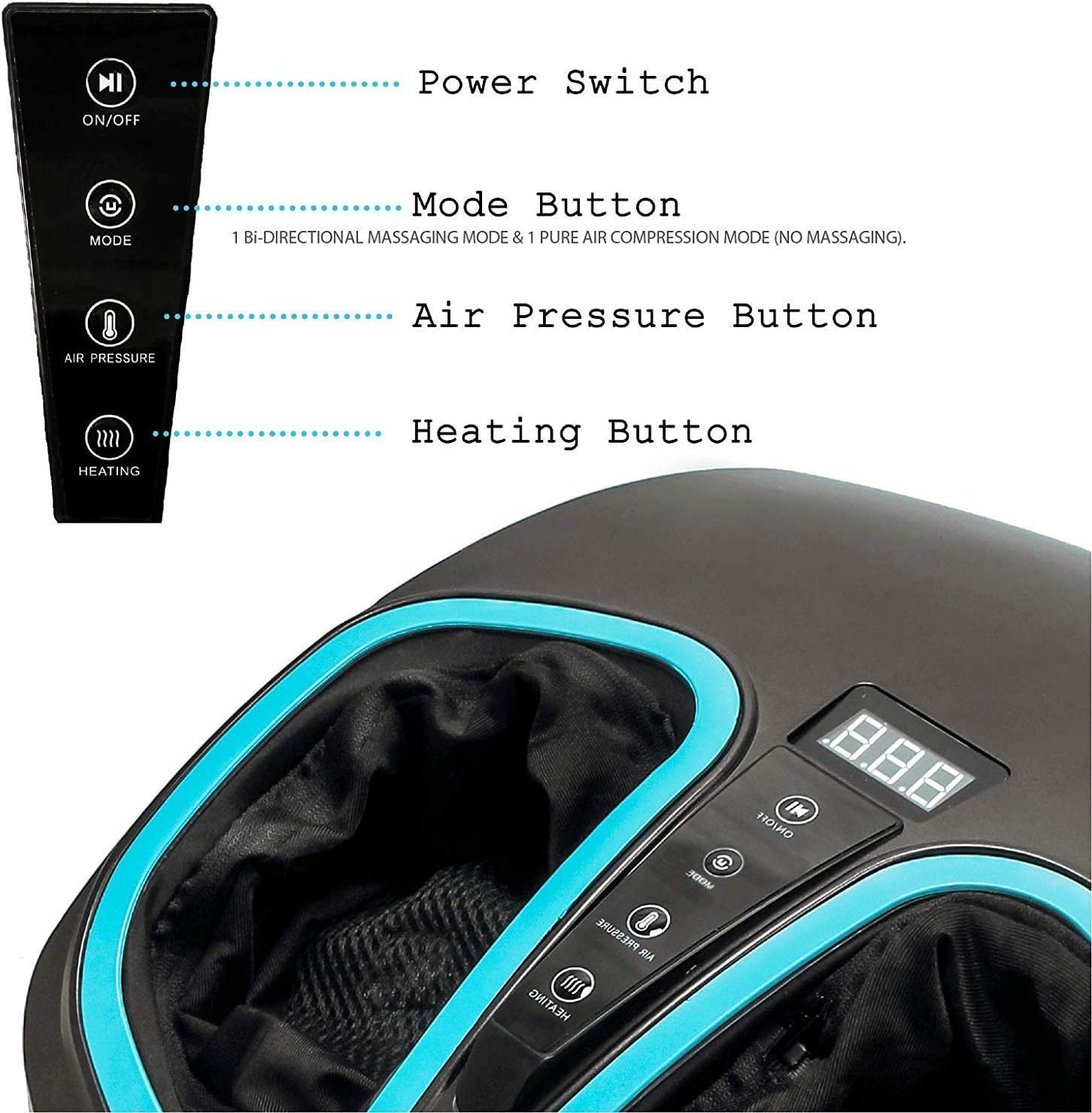 Shiatsu Foot Massager Machine with Heat - Electric Deep Kneading Massage Air Compression - Circulation, Feet Legs, Plantar Fasciitis, Neuropathy Chronic Nerve Pain Therapy Spa Gift: Health & Personal Care
