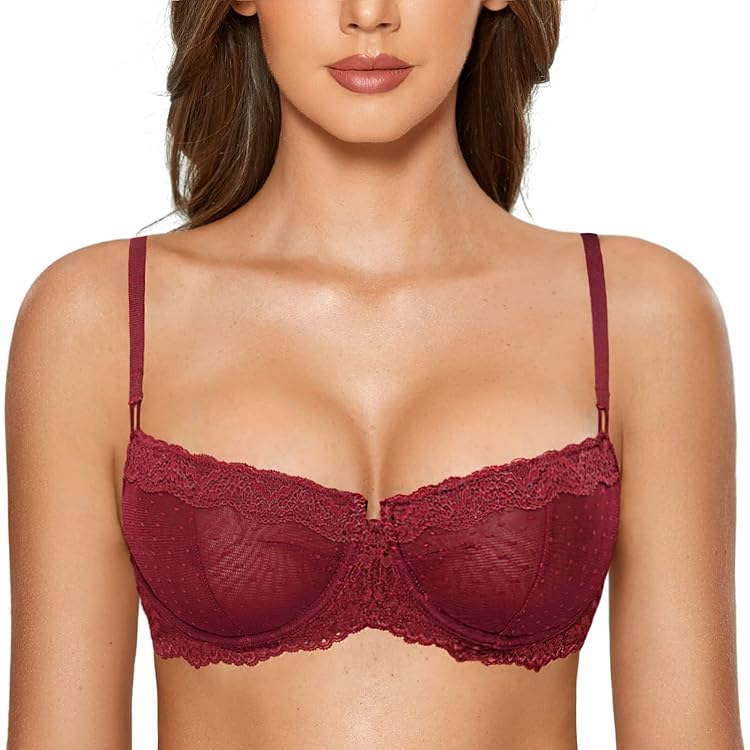 Sujetador Balconette De Encaje DOBREVA Para Mujer – Sin Relleno, Con Aros, Color Fucsia Brillante, Talla 105E