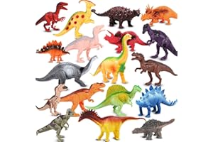 Kimicare Kids Dinosaur Figures Toys, 18 Pcs Plastic Dinosaur Toys for Kids 3-5, STEM Educational Realistic Dinosaurs Figurine Playset for Toddlers, Dino Toy Birthday Gifts Christmas Stocking Stuffers