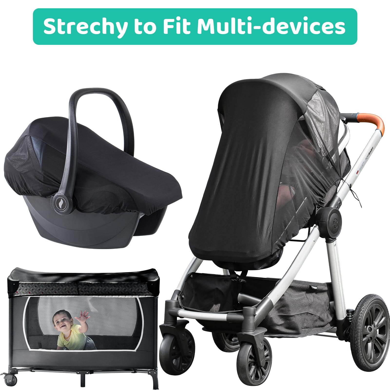 Stroller Sun Shade Cover Baby Car Seat Carrier Sunshade Pram Stroller Shade-Dark Shade Cut 96% UV Rays