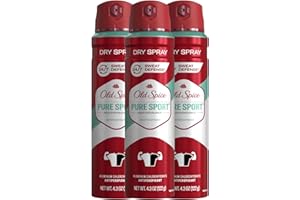 Old Spice Men's High Endurance Anti-Perspirant and Deodorant Invisible Dry Spray for Men, Pure Sport Scent, 4.3 oz (Pack of 3)