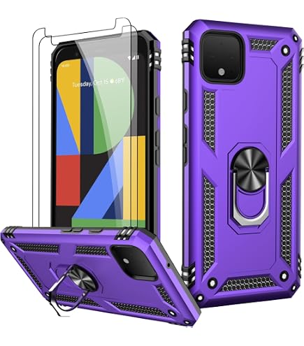 GA01181 Custodia Militare Per Google Pixel 4 XL Con Vetro Temperato - Anello Metallico E Supporto Magnetico - Nero