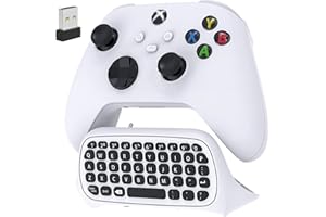 AUARTE Controller Keyboard for Xbox Series X/S/One/One S,Wireless Chatpad Bluetooth Gaming Keypad with USB Receiver,Built-in Speaker,3.5mm Audio Jack Accessories for Xbox (Controller Not Included),White