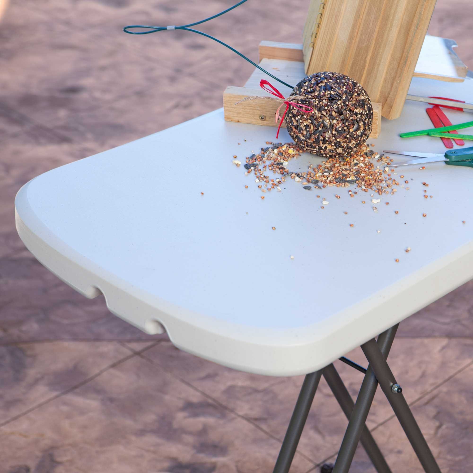 LIFETIME 80251 Adjustable Folding Laptop Table TV Tray, 26 Inch, White