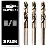 Narwhal 5/8" Drill Bits for Metal (M35 Cobalt - 3 Pack) 6 Inch Length & 135 Degree Split Point for Drilling Into Metal, Harde