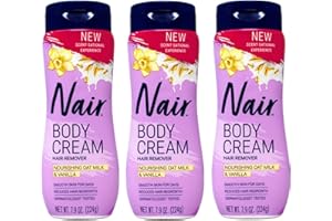 Nair Body Cream Hair Remover, Nourishing Oat Milk & Vanilla, Dermatologist Tested, 7.9 oz (Pack of 3)