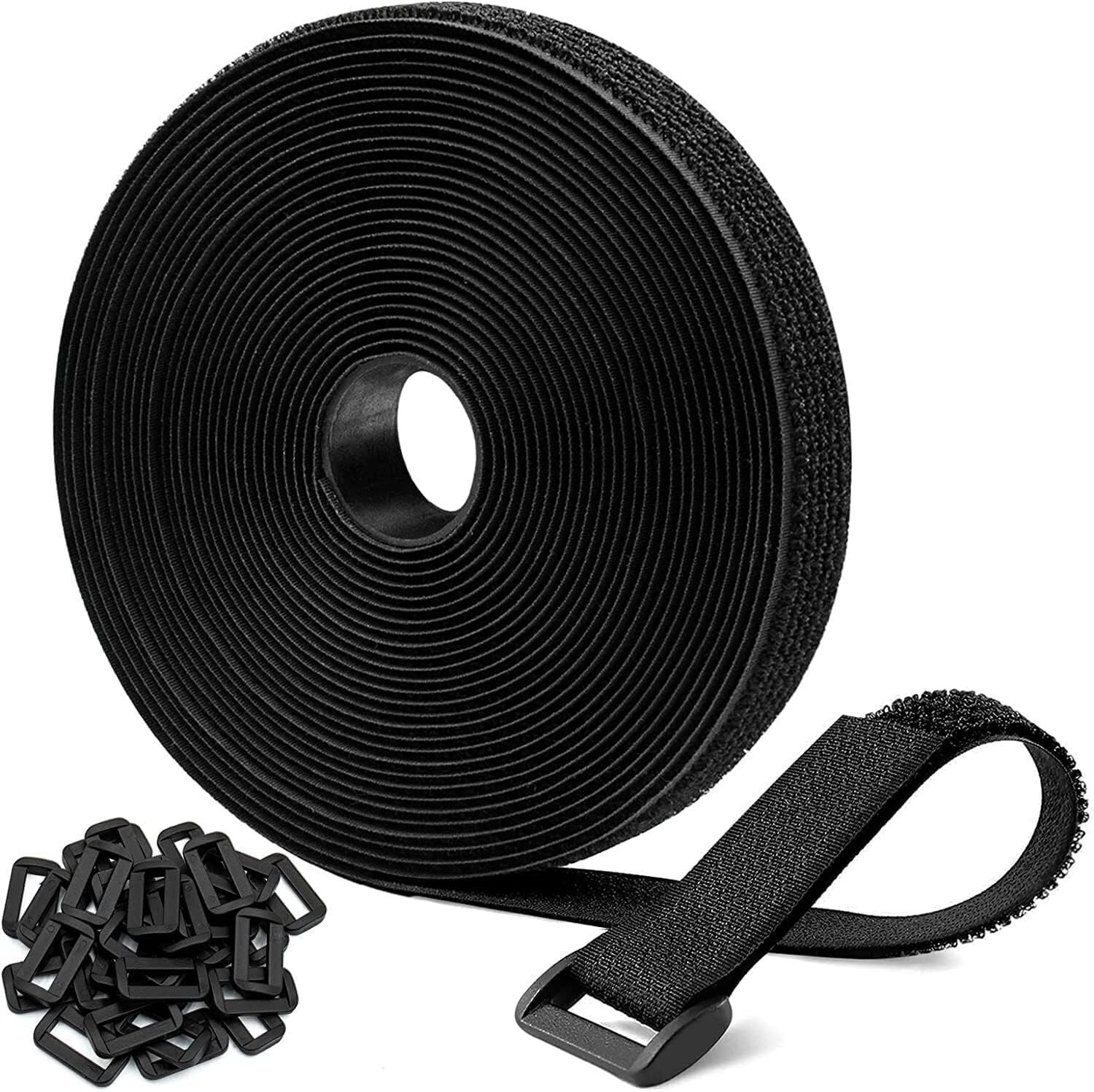 Versatile DIY 8 m x 2 cm Velcro Tape Roll with 30 Buckles - Attaching, Binding, Organising Made Easy