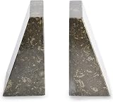 British Fossils Himalayan Marble Dark Fossilstone Wedge Bookends 6" view 2