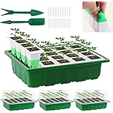 Sondiko Seed Starter Tray with Soft Silicone Cells, 80 Cells Seedling Trays Seed Startering Kit, 4 Pack Plant Starter Trays with Humidity Dome, Base Mini Greenhouse Germination Kit