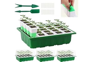 Sondiko Seed Starter Tray with Soft Silicone Cells, 80 Cells Seedling Trays Seed Startering Kit, 4 Pack Plant Starter Trays with Humidity Dome, Base Mini Greenhouse Germination Kit